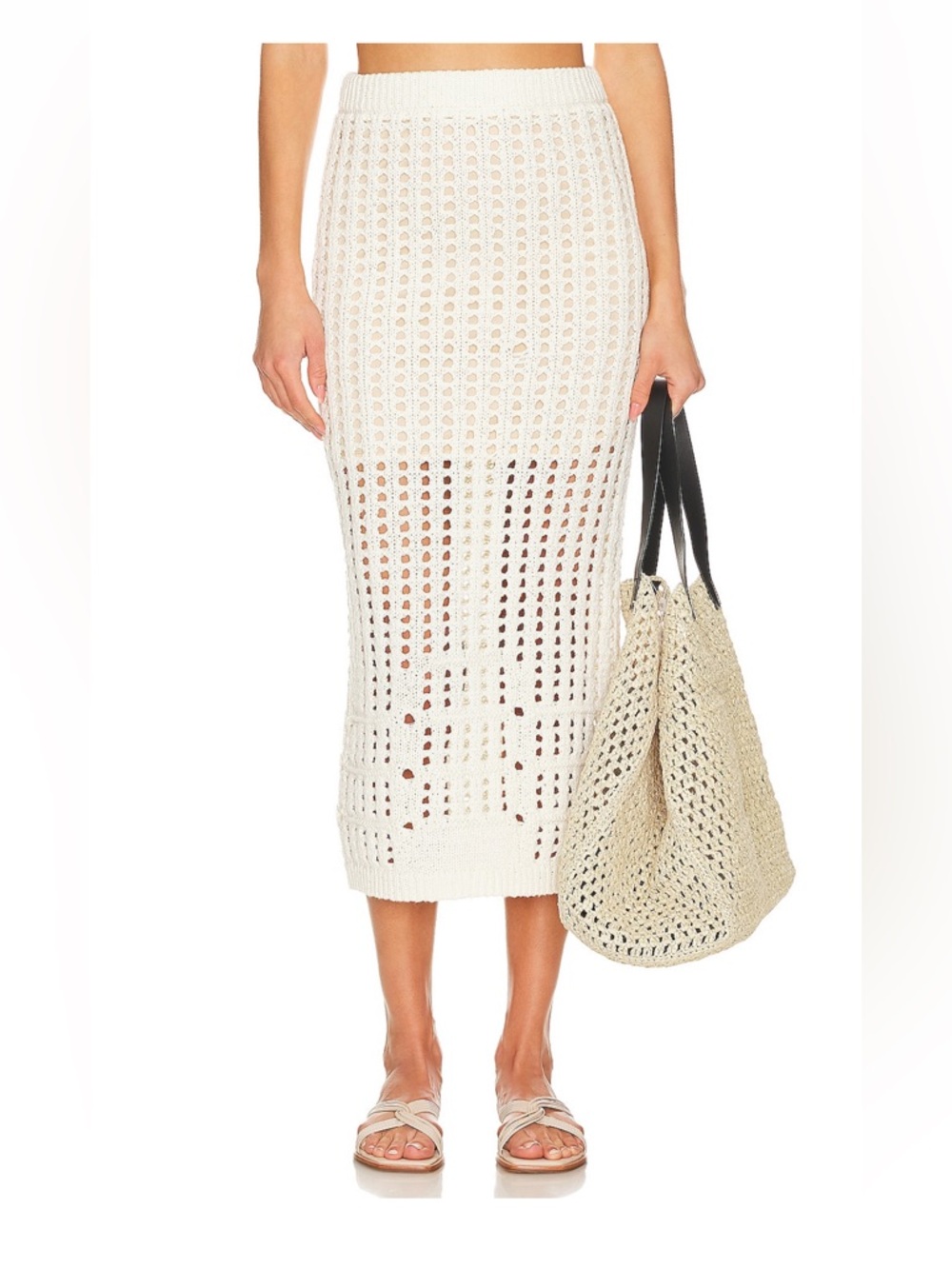 525 America Christina Open Stitch Skirt in Chalk